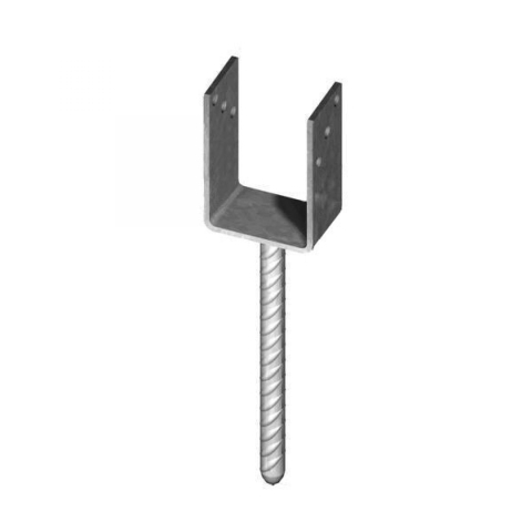 Pfostentr�ger-U verzinkt mit Riffeldolle 121x200mm feuerverzinkt