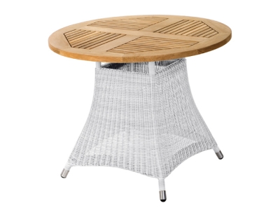 Zebra Loomus Tisch Silkwhite rund 100cm Teakholz-Tischplatte