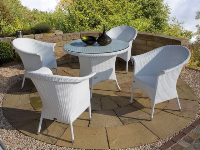 Zebra Gartenm�bel-Set Hastings wei� Tisch 110cm Durchmesser