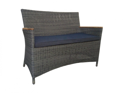 Zebra Status Bank Grau-Schwarz 120 x 61 cm mit Teakarmlehnen und Alumiumrahmen