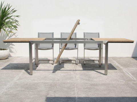 Zebra Kubex Ausziehtisch Teak 220-340x100cm aus recyceltem Teakholz