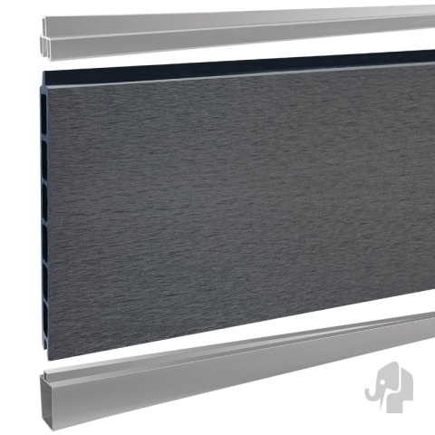 Elephant Steckzaun Modular EVO 91 WPC steingrau 180x91cm, Leiste Silber