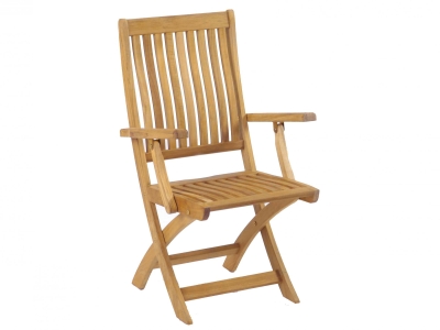 Zebra Bali Armlehnstuhl aus Teakholz klappbar, ergonomische R&uuml;ckenlehne