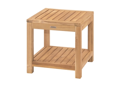 Zebra Lobby Kaffeetisch 45x45x45cm aus Teakholz mit Ablagefach