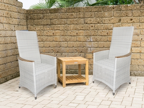 Zebra Lobby Kaffeetisch 45x45x45cm aus Teakholz mit Ablagefach