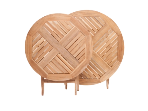 Zebra Poker rund Tisch 110x74cm rund aus Teakholz