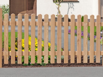 Vorgartenzaun Genua aus L&auml;rche 180x80cm mit gerundeten K&ouml;pfen