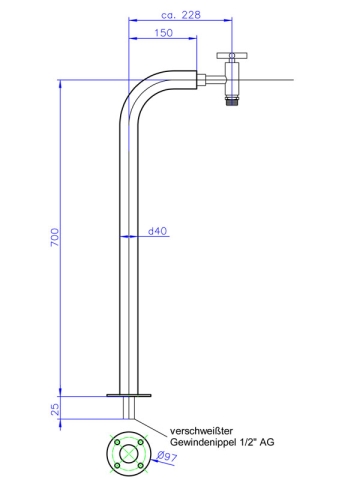 Ideal Wasserzapfstelle L-Form, D:40mm