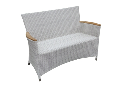 Zebra Loomus Bank Silk White 120 x 61 cm mit Teakarmlehnen