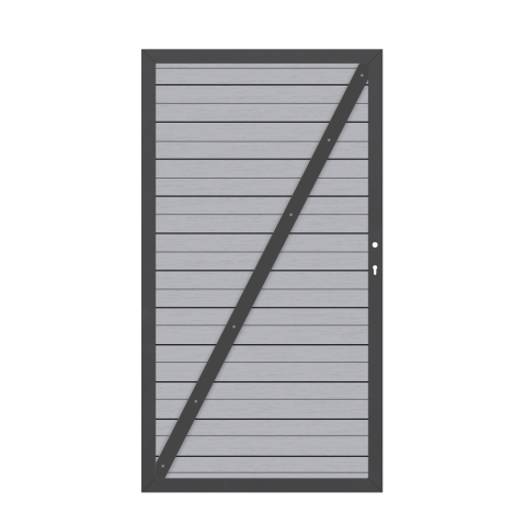 System WPC Tor grau 2580, DIN links - 98x180cm