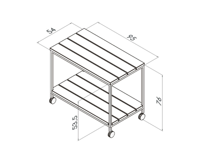 Niehoff Nicola Servierwagen 95x54x76cm rollbar, 2 Ebenen