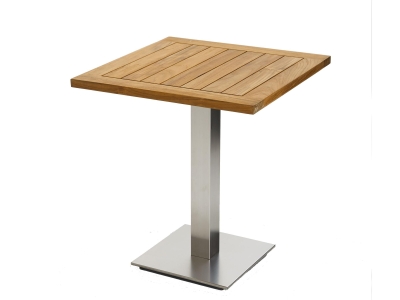 Niehoff Bistro Tisch quadratisch 68x68cm, Tisch Teak ge&ouml;lt, Gestell Edelstahl