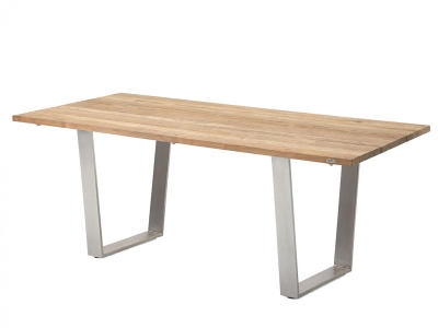 Niehoff Noah Tisch 160x95cm, Trapezkufe Edelstahl, Tischplatte Teak