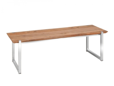 Zebra Quadux Bank 140x45cm aus recyceltem Teakholz-Edelstahl