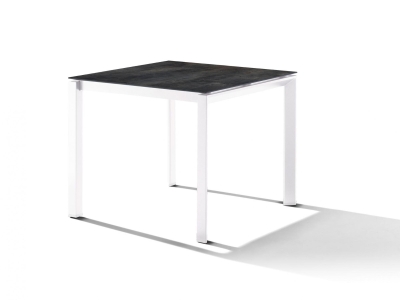 Sieger Gartentisch 90x90cm Polytec Zement anthrazit-Gestell Wei&szlig;