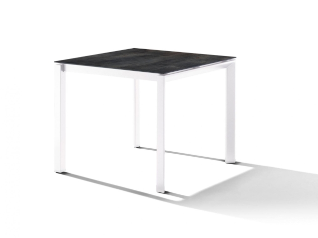 Sieger Gartentisch 90x90cm Polytec Zement anthrazit-Gestell Wei�