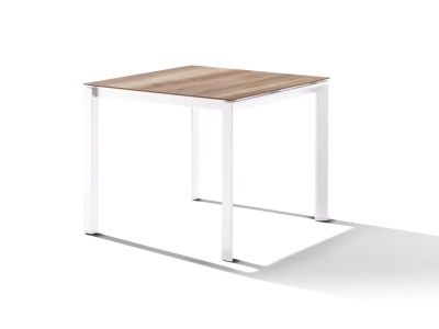 Sieger Gartentisch 90x90cm Polytec Eiche hell-Gestell Wei&szlig;