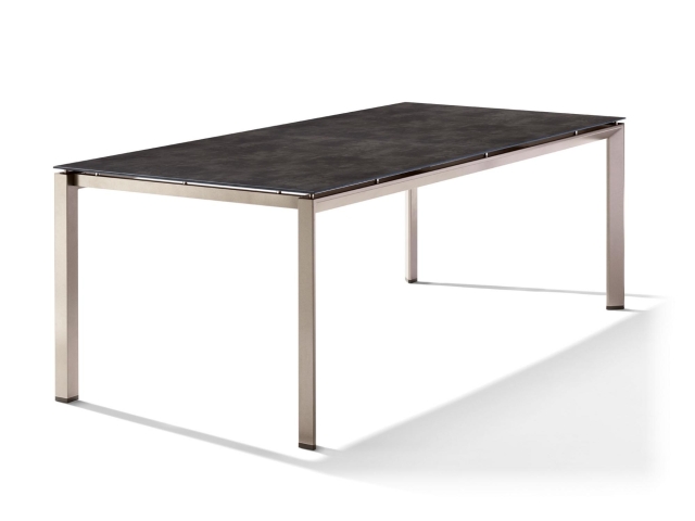 Sieger Gartentisch 220x100cm Polytec Beton dunkel-Gestell Champagner