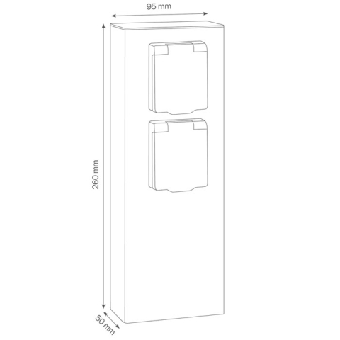LCD Steckdosens�ule 2-fach klein 019 Edelstahl