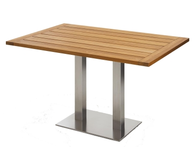 Niehoff Bistro Tisch rechteckig 140x95cm Teak ge&ouml;lt, Edelstahl Gestell