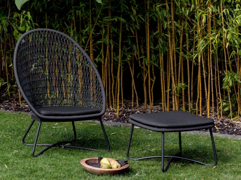 Niehoff Kuta Lounge-Sessel inkl. Kissen, Sitzschale Kodelflechtung
