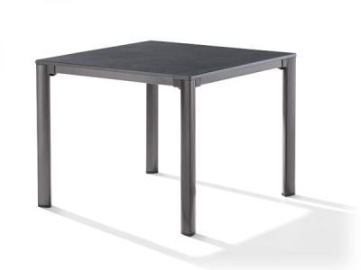 Sieger Gartentisch 90x90cm Polytec Zement anthrazit-Gestell Eisengrau