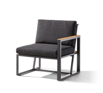 Sieger Havanna Lounge Seitenteil rechts Alu eisengrau mit Polster und einer Armlehne