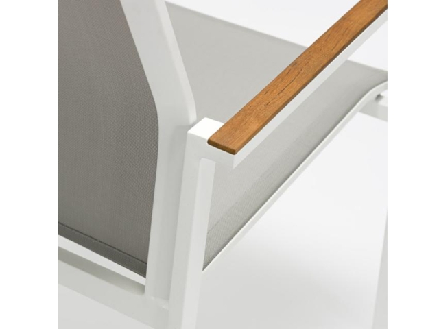 Zebra Bee Sessel Aluminium wei� mit Teak-Armlehnen