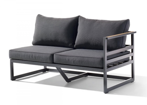 Sieger Sydney 2-Sitzer Sofa Armlehne rechts Aluminium eisengrau inkl. Polster