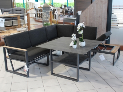 Sieger Havanna Loungeset III Aluminium eisengrau mit Polstern und Loungetisch