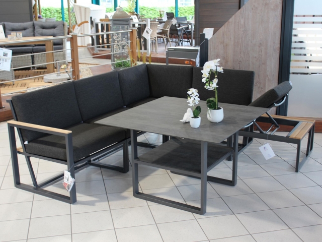 Sieger Havanna Loungeset III Aluminium eisengrau mit Polstern und Loungetisch