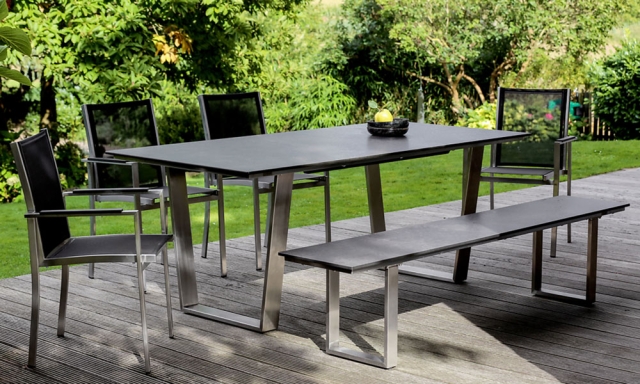 Niehoff Nemo HPL-Bank 160cm, Gestell Edelstahl