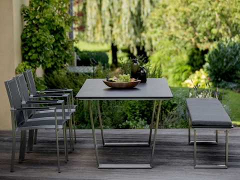 Niehoff Nemo HPL-Bank 180cm, Gestell Edelstahl