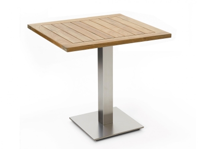 Niehoff Bistro Tisch quadratisch 95x95cm Teak recycelt, Edelstahl-Gestell