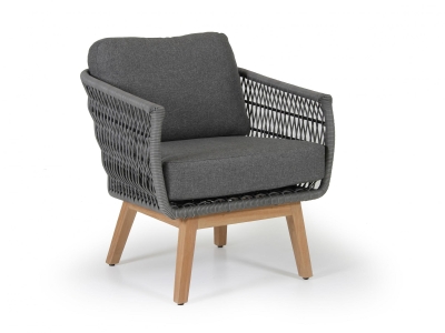 Brafab Kenton Loungesessel, Teak Gestell, R&uuml;cken-Seiteile geflochten, ínkl. Polstern