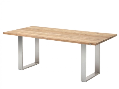 Niehoff Noah Tisch 160x95cm, Profilkufe Edelstahl, Tischplatte Teak recycelt