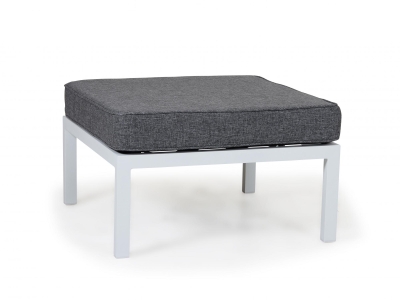Brafab Weldon Fu&szlig;hocker-Ottomane 70x70cm, Aluminium wei&szlig;, inkl. Polster