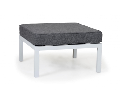 Brafab Weldon Fu�hocker-Ottomane 70x70cm, Aluminium wei�, inkl. Polster
