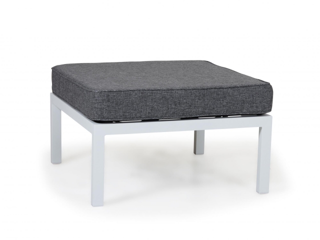 Brafab Weldon Fu�hocker-Ottomane 70x70cm, Aluminium wei�, inkl. Polster