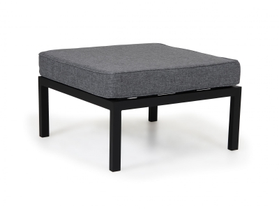 Brafab Weldon Fu&szlig;hocker-Ottomane 70x70cm, Aluminium schwarz, inkl. Polster grau