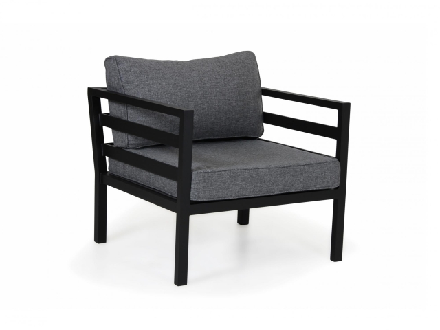 Brafab Weldon Loungesessel, Aluminium schwarz, inkl. Polster grau