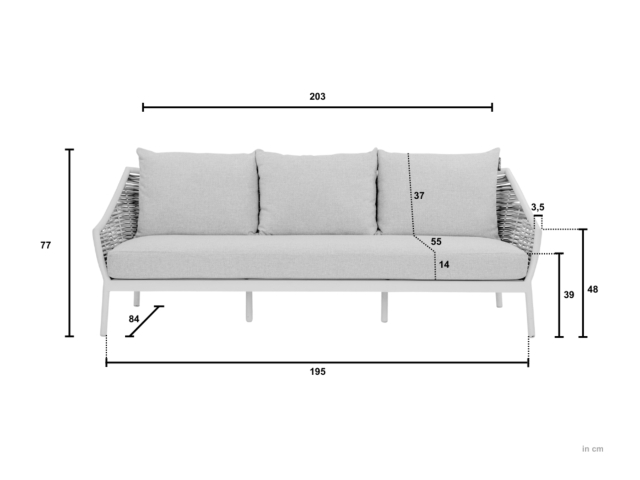 Apple Bee Milou 3-Sitzer Sofa schwarz 203cm