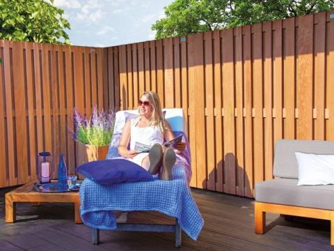 Elephant Hartholzzaun Stripes 180x180cm aus Cedrinho Holz