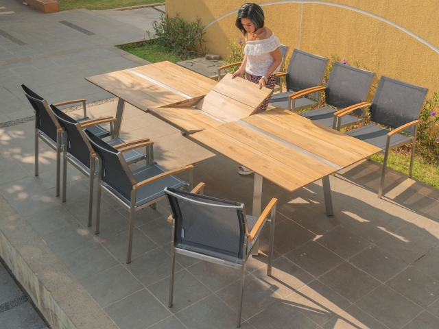 Zebra Linax Ausziehtisch 220-280x100cm recyceltes Teak