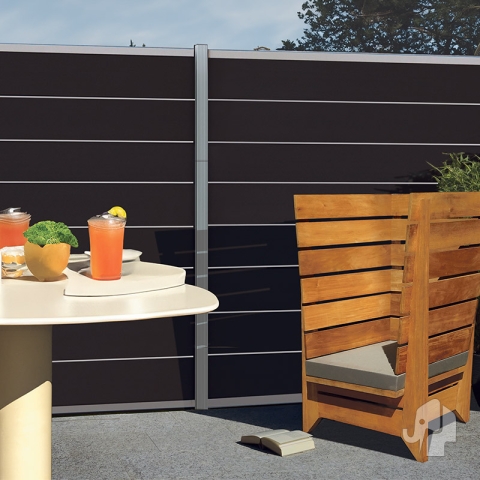 Elephant Steckzaun Modular EVO 180 WPC anthrazit, Leiste Silber 180x174cm