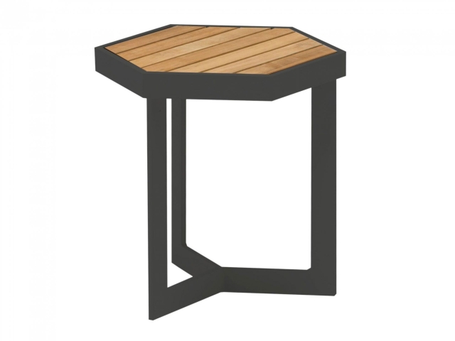 Zebra Sixx Beistelltisch 40x35x40cm Aluminium graphit Tischplatte Teakholz