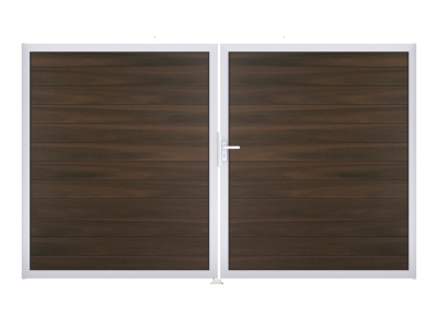 GrojaSolid BPC Steckzaun Doppeltor DIN Links Sonderbreite H:180cm walnuss EV1 GrojaSolid BPC Steckzaun Doppeltor DIN Links Sonderbreite H:180cm walnuss EV1