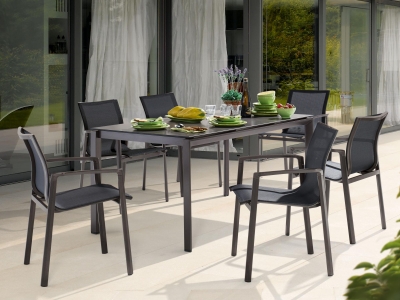 Sieger Bozen Gartenm&ouml;bel-Set, Aluminium eisengrau, 8-teilig