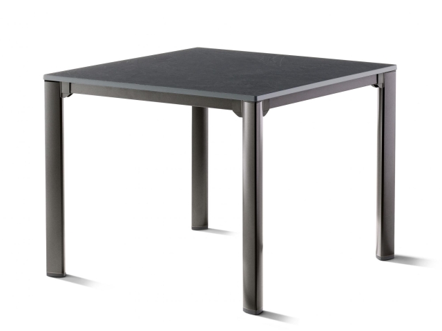 Sieger Exclusiv Loft-Tisch 95x95cm Aluminium eisengrau, Vivodur Schiefer anthrazit