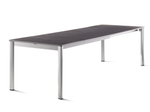 Sieger Exclusiv-Ausziehtisch 165-225-285x95cm, Alu graphit- Vivodur Tischplatte Schiefer